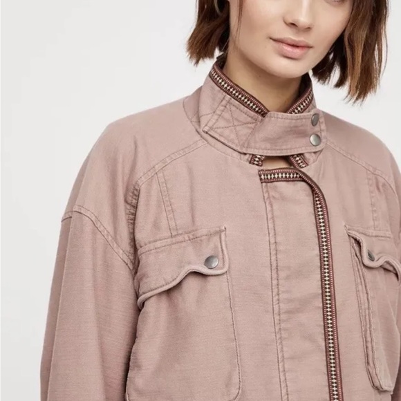 FREE PEOPLE OVERSIZE MILITARY UTILITY JACKET IN MAUVE SIZE SMALL - Picture 15 of 15
